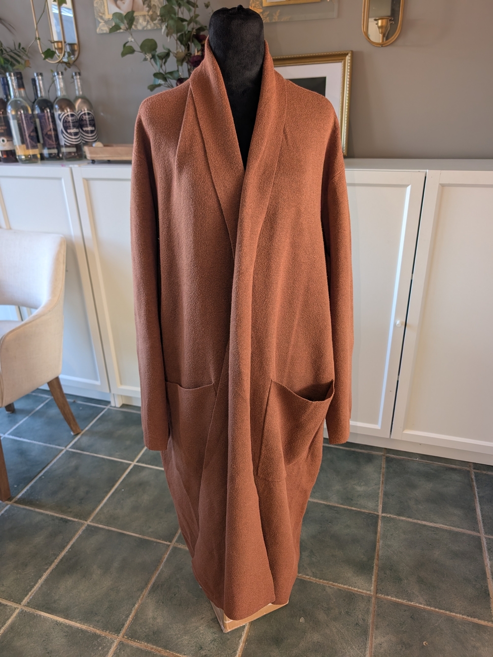 Joe Fresh Rust Brown Long Open-Front Trench Coatigan. Size 3X